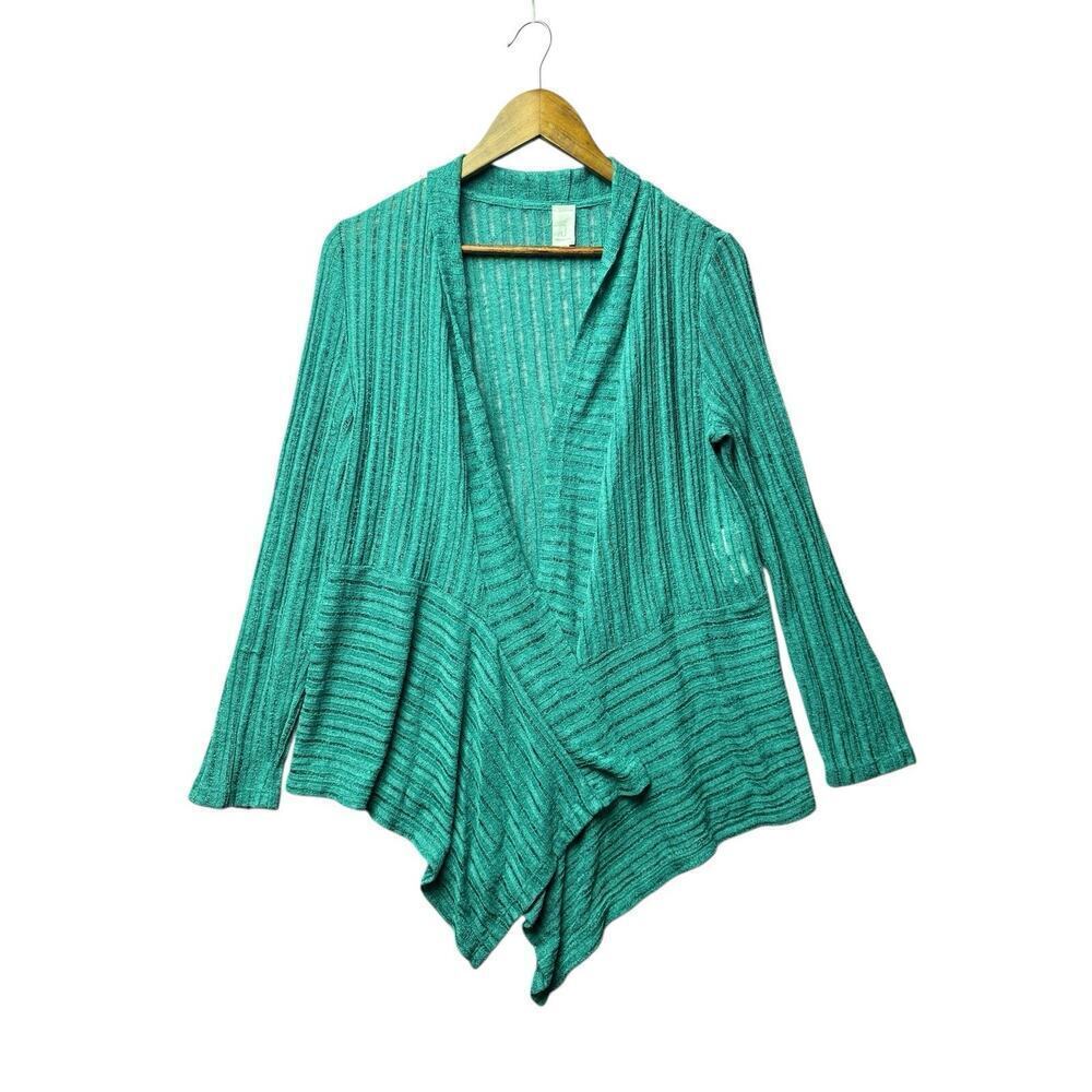 Jones New York Women’s Green Open Front‎ Drape Cardigan Size M